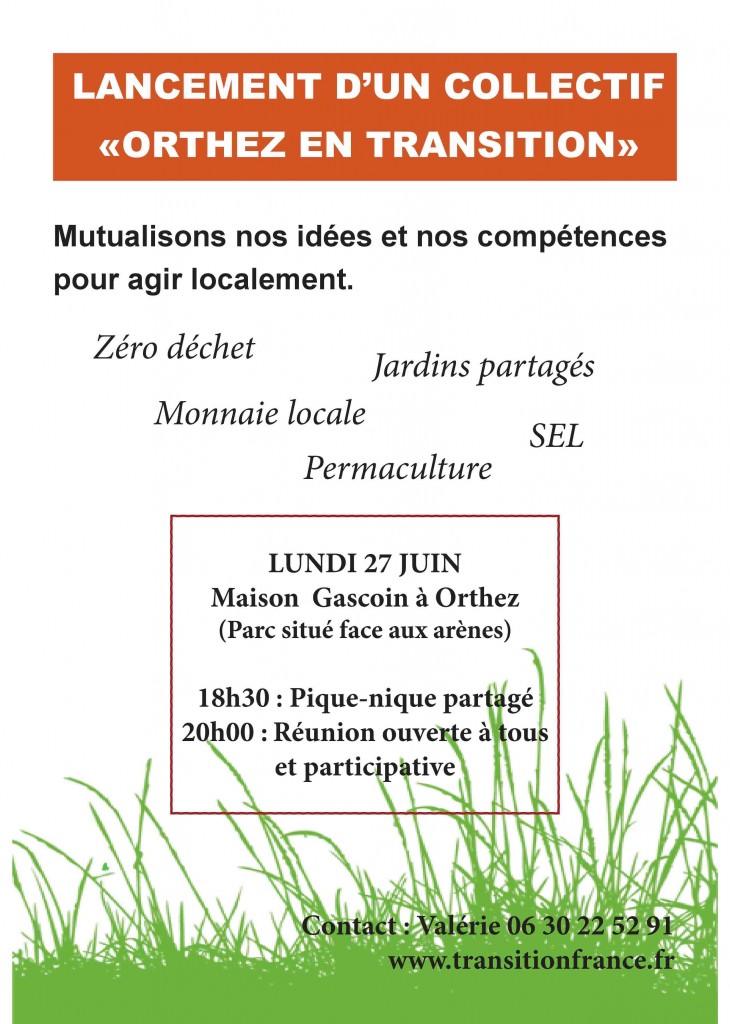 Affiche reunion 27 juin Orthez Transition